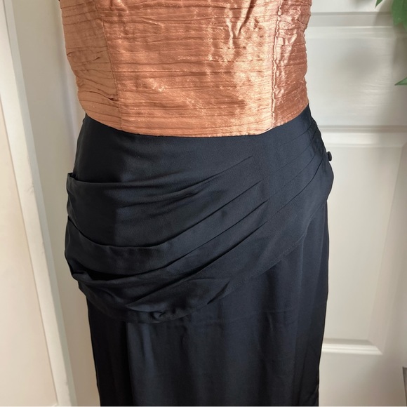 BB Collections Vintage Puff Sleeve Sheath Dress Gold Black Sz 8 - Picture 5 of 16